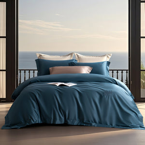 Solid Color Embroidered 4-Piece Bedding Set