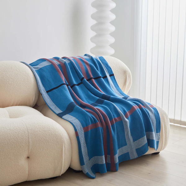 Classic Retro Check Knit Blanket