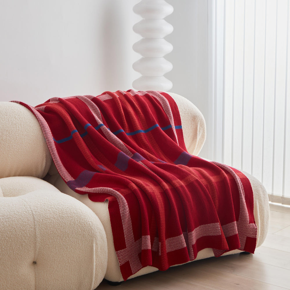 Classic Retro Check Knit Blanket