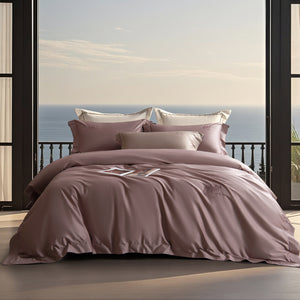 Solid Color Embroidered 4-Piece Bedding Set