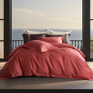 Solid Color Embroidered 4-Piece Bedding Set