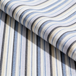 Rayon-Linen-Cotton Printed Stripe Fabric - Natural Vintage Finish