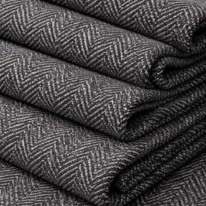 Cotton-Linen Herringbone Woven Fabric - Solid Dyed, Casual Texture