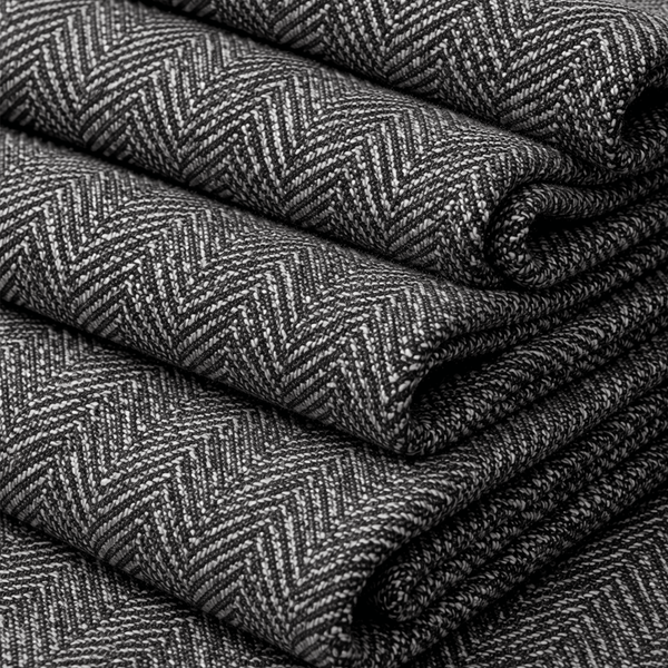 Cotton-Linen Herringbone Woven Fabric - Solid Dyed, Casual Texture