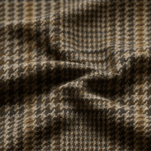 Wool-Polyester Yarn-Dyed Check Twill - Retro Speckled Yarn Effect