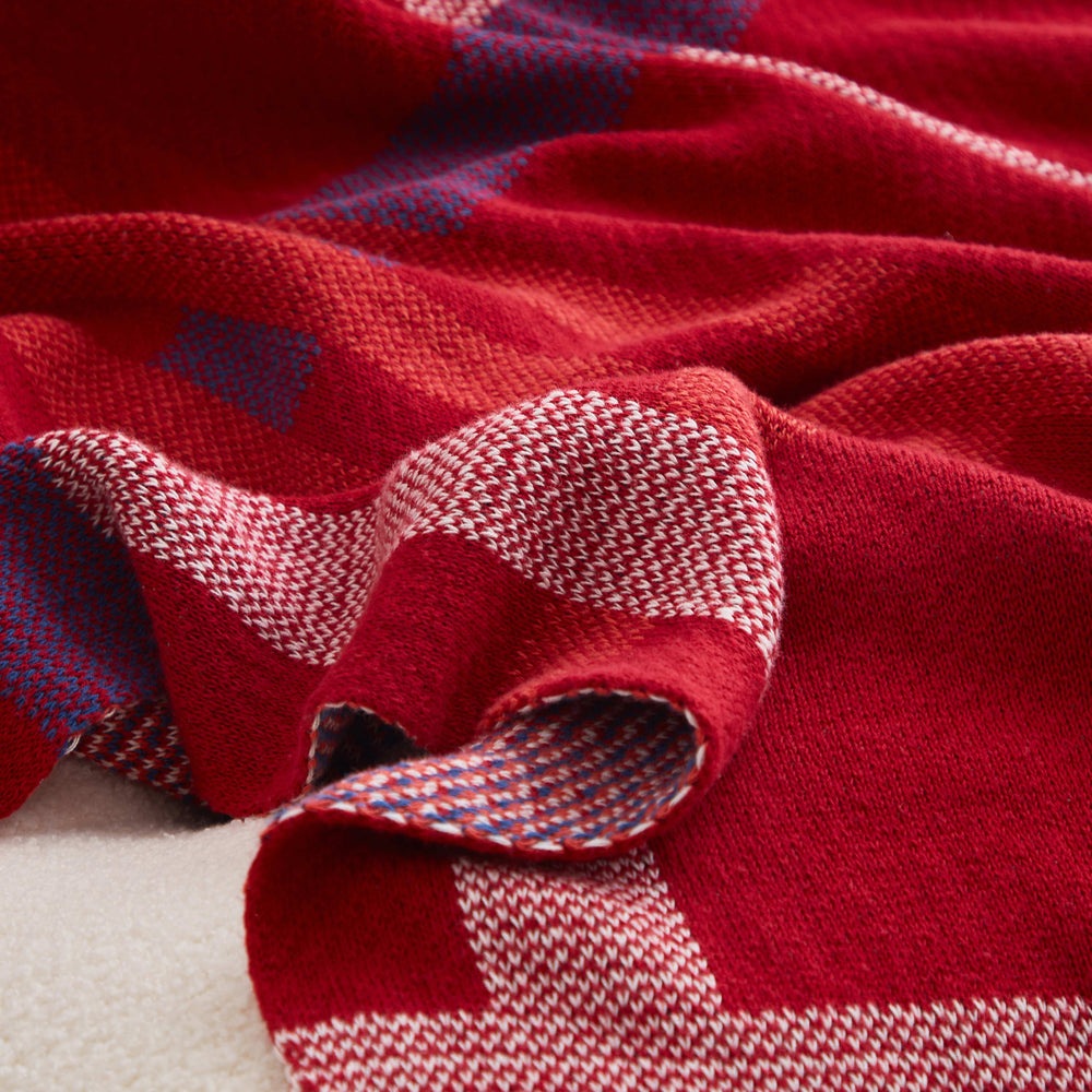 Classic Retro Check Knit Blanket