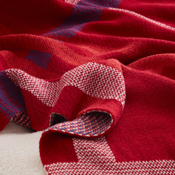 Classic Retro Check Knit Blanket