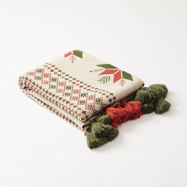 Christmas Carol Tassel Throw