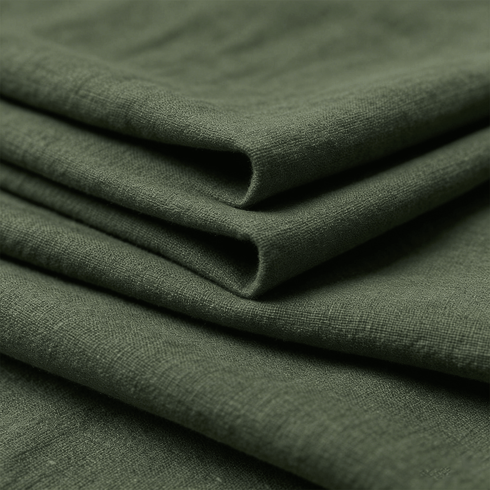 100% Linen Washed Plain Woven Fabric - Solid Dyed, Natural Slub