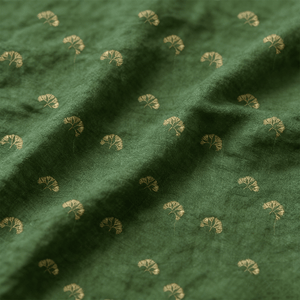 Ramie-Tencel Woven Fabric, Plain Dyeing, Small Leaf Pattern, Natural Unfinished Look, Fresh Vintage Style