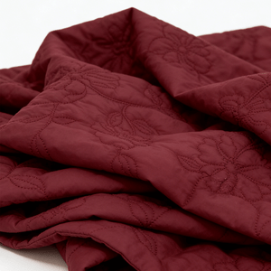 Nylon Embroidered Quilted Fabric - Floral Design, Vintage Style