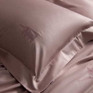 Solid Color Embroidered 4-Piece Bedding Set