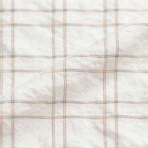 Woven Plain ramie Yarn - Dyed plaid no regular finishing Nature Small Jacquard Large Check Fabric