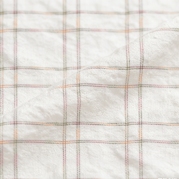 Woven Plain ramie Yarn - Dyed plaid no regular finishing Nature Small Jacquard Large Check Fabric