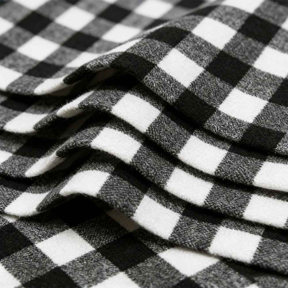 Knitting Weft Knit polyester Yarn - Dyed plaid no polar fleece Casual/Office-Casual Jacquard Faux Lamb Fleece (Square Pattern)
