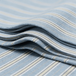 100% Cotton Yarn-Dyed Cross Stripe Fabric - Natural Casual