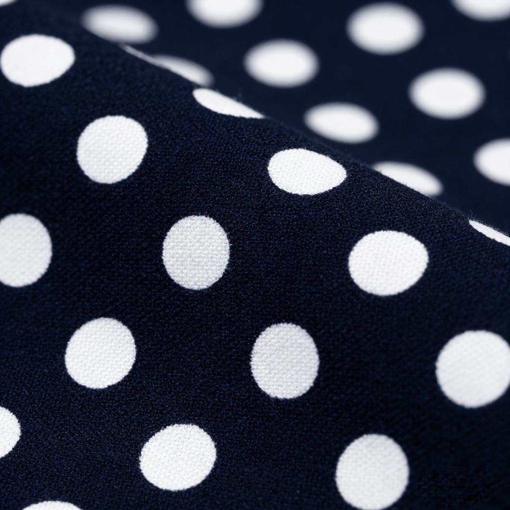 100% Viscose Plain Weave Fabric - Polka Dot Dyed, Casual Drape