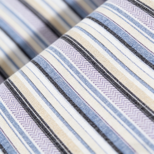 Rayon-Linen-Cotton Printed Stripe Fabric - Natural Vintage Finish