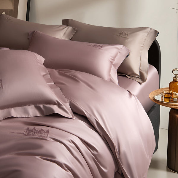 Solid Color Embroidered 4-Piece Bedding Set