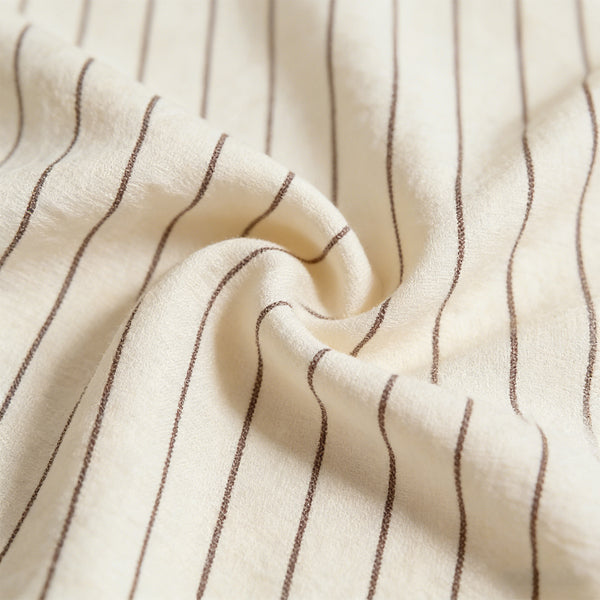 Woven Plain Viscose Yarn - Dyed vertical stripe no regular finishing Nature commute Linen-Viscose Slub Fabric