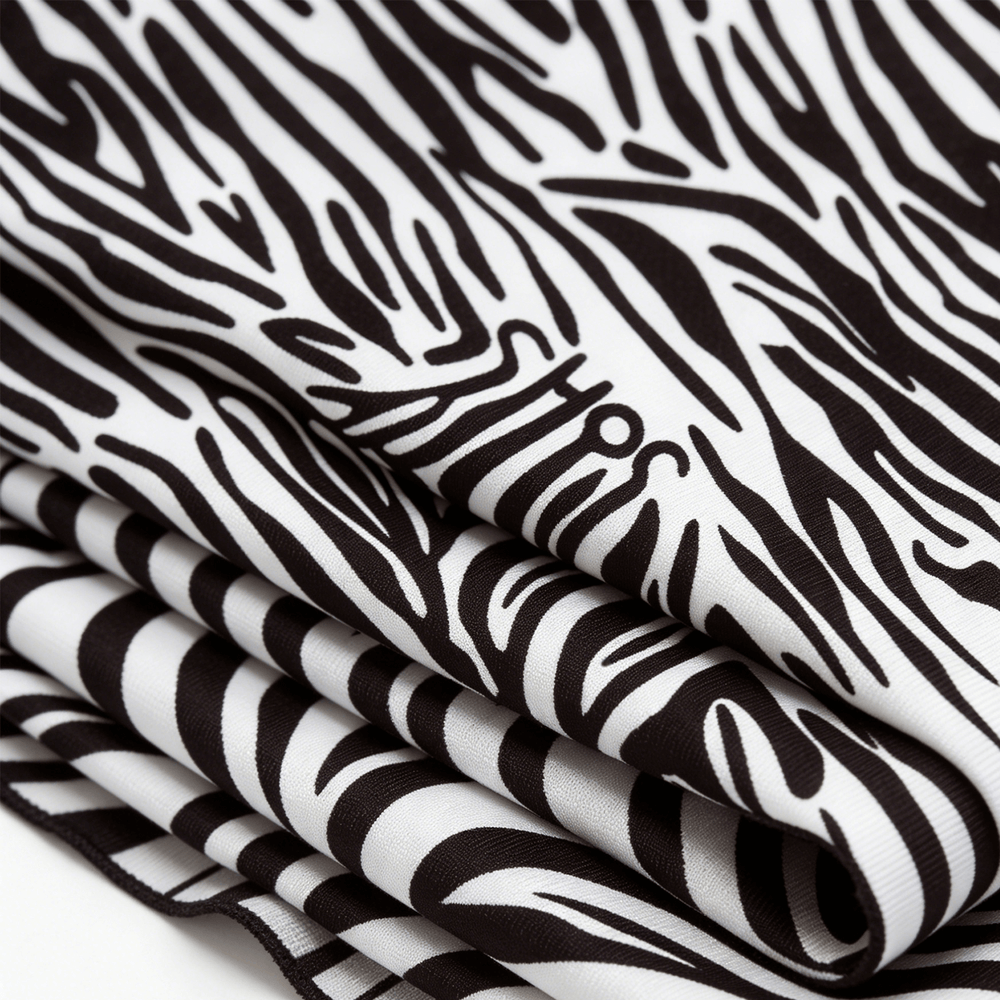 Nylon Print Fabric - Zebra Overflow Print, Vintage Chic