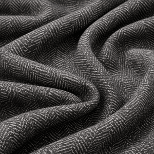 Cotton-Linen Herringbone Woven Fabric - Solid Dyed, Casual Texture