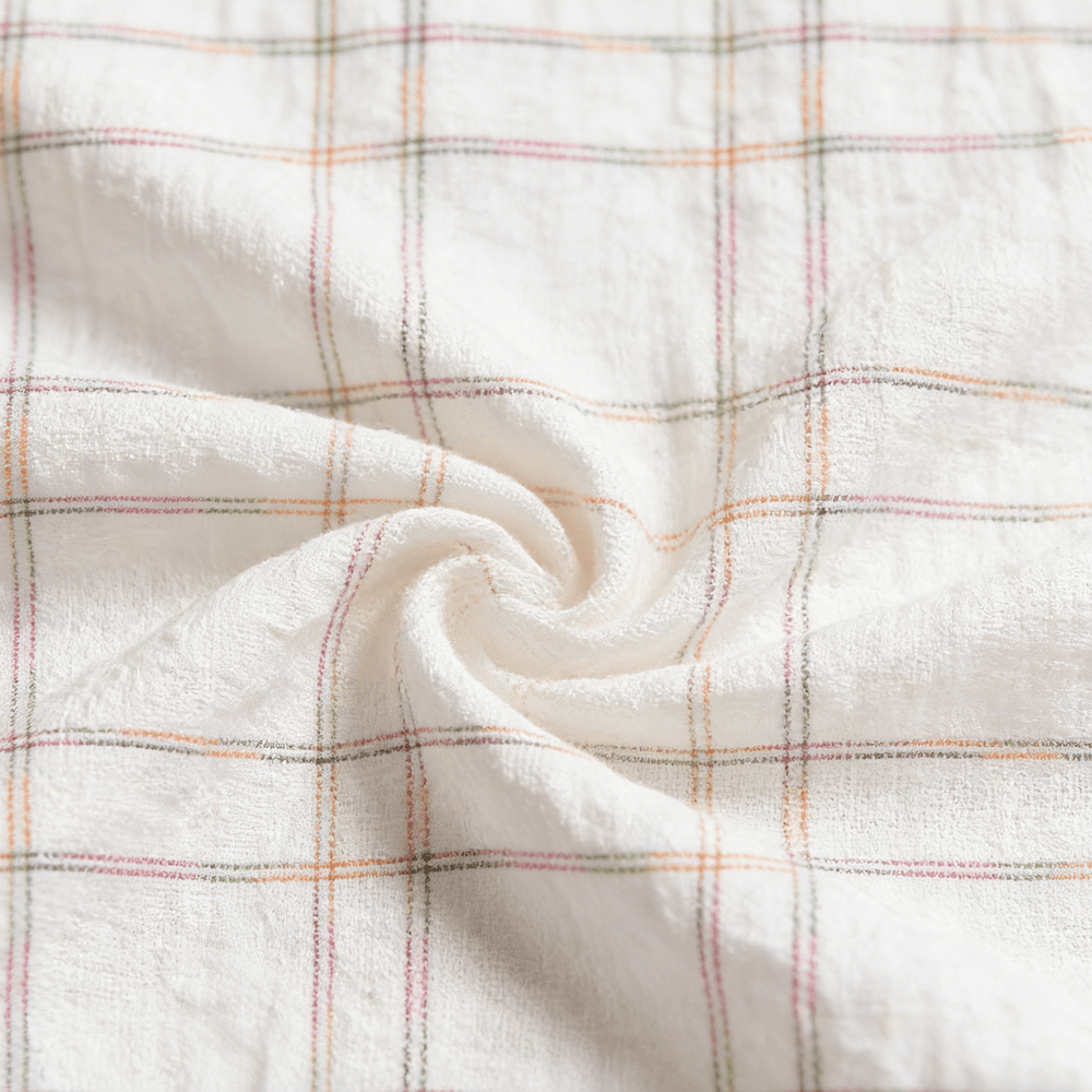 Woven Plain ramie Yarn - Dyed plaid no regular finishing Nature Small Jacquard Large Check Fabric