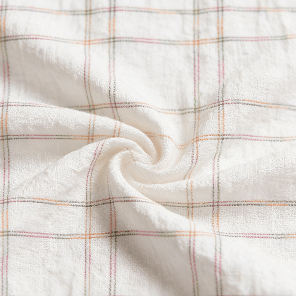 Woven Plain ramie Yarn - Dyed plaid no regular finishing Nature Small Jacquard Large Check Fabric