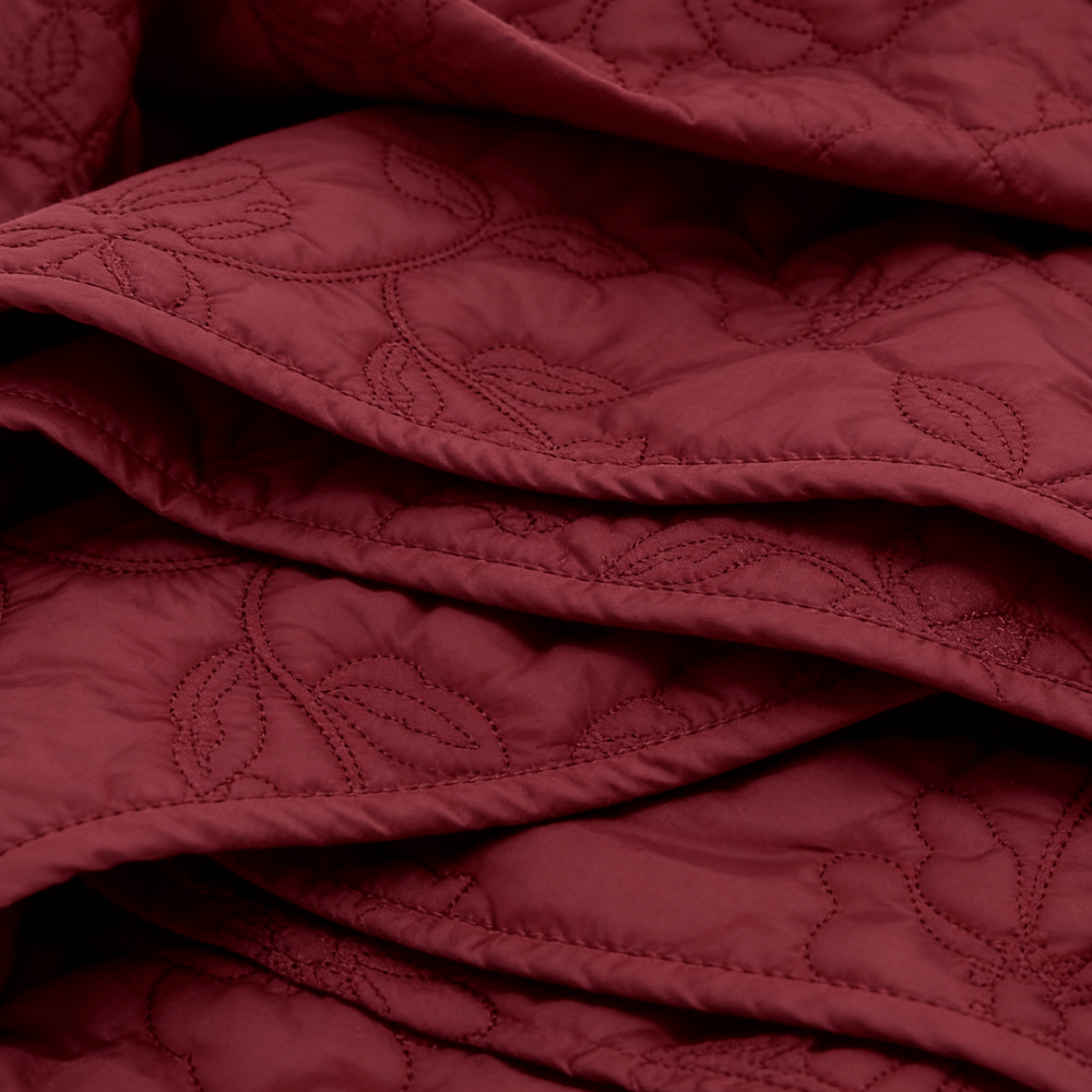 Nylon Embroidered Quilted Fabric - Floral Design, Vintage Style