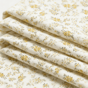 Woven Plain linen printing floral no regular finishing Nature Linen-Viscose Blend Printed Fabric