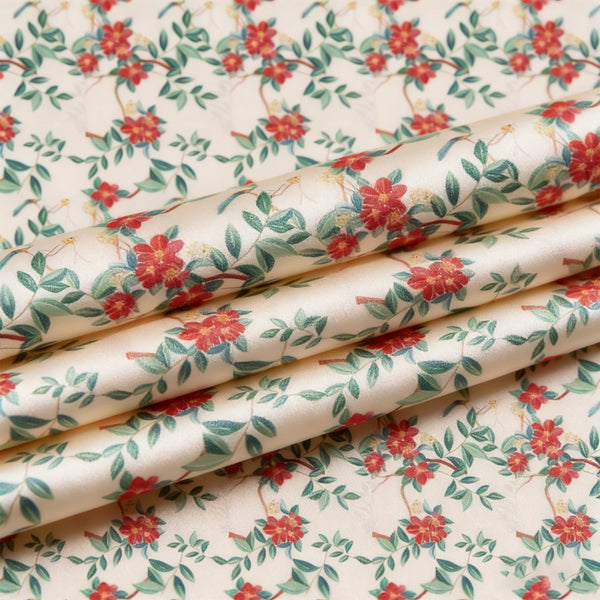 Woven Satin Viscose printing large flowers leaf no printing Luster good drape viscose calico