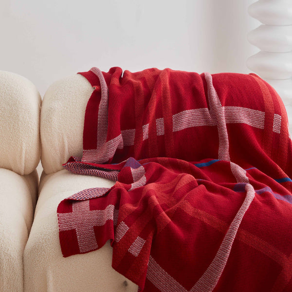 Classic Retro Check Knit Blanket