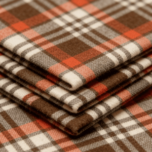 100% Wool Double-Sided Check Fabric - Yarn-Dyed, Brushed Finish