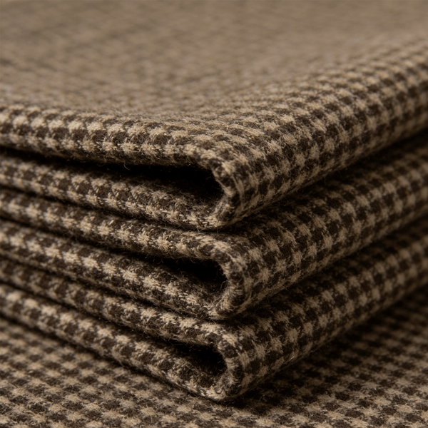Woven Twill Wool Yarn-Dyed Check Fabric with Soft Vintage Finish