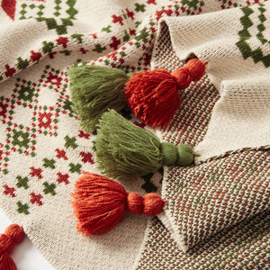 Christmas Carol Tassel Throw