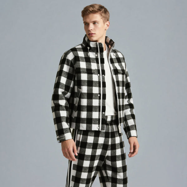 Knitting Weft Knit polyester Yarn - Dyed plaid no polar fleece Casual/Office-Casual Jacquard Faux Lamb Fleece (Square Pattern)