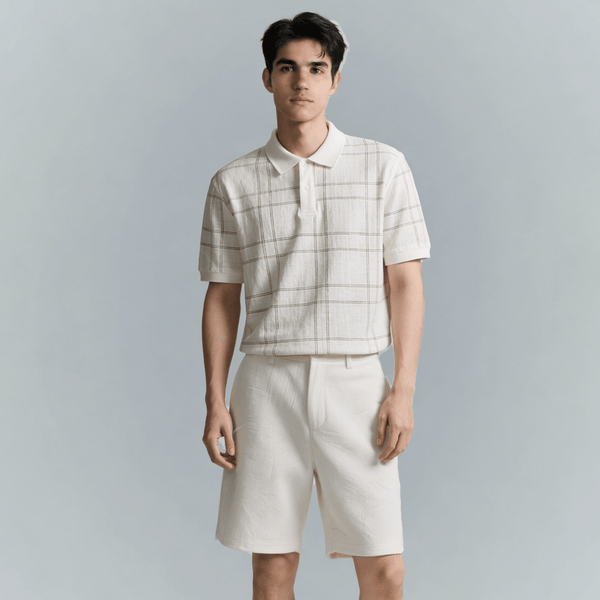 Woven Plain ramie Yarn - Dyed plaid no regular finishing Nature Small Jacquard Large Check Fabric