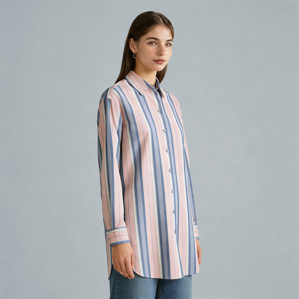 Spring/Summer Cotton Rayon Yarn – Multicolor Striped Woven Fabric