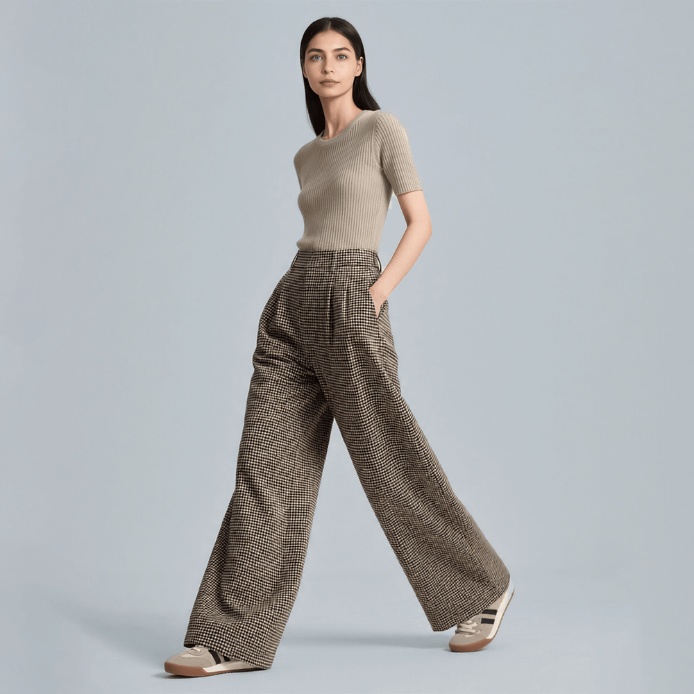 Woven Twill Wool Yarn-Dyed Check Fabric with Soft Vintage Finish