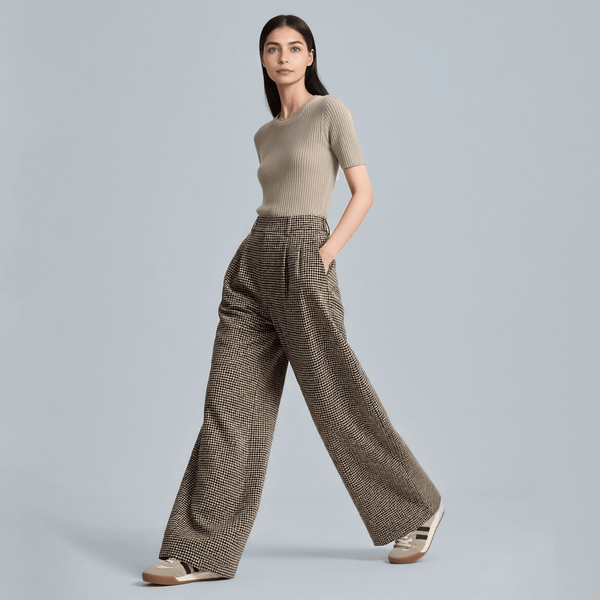 Woven Twill Wool Yarn-Dyed Check Fabric with Soft Vintage Finish