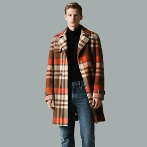 100% Wool Double-Sided Check Fabric - Yarn-Dyed, Brushed Finish