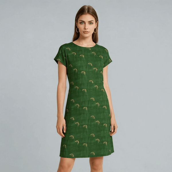 Ramie-Tencel Woven Fabric, Plain Dyeing, Small Leaf Pattern, Natural Unfinished Look, Fresh Vintage Style